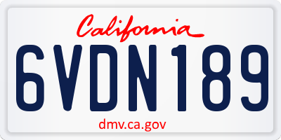 CA license plate 6VDN189