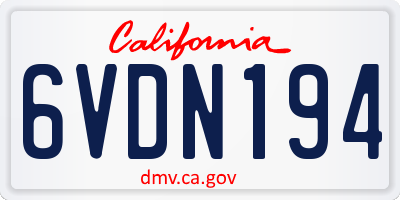 CA license plate 6VDN194