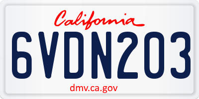 CA license plate 6VDN203