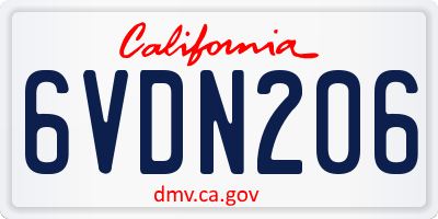 CA license plate 6VDN206