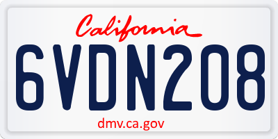 CA license plate 6VDN208