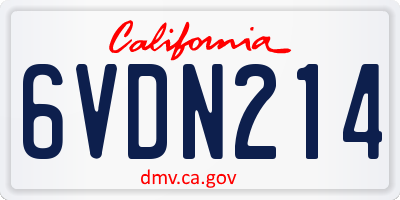 CA license plate 6VDN214