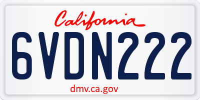 CA license plate 6VDN222