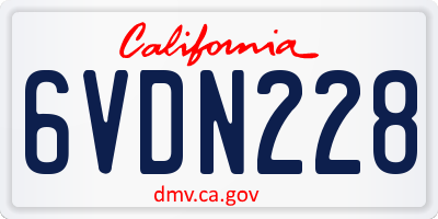 CA license plate 6VDN228