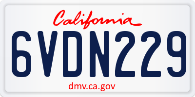 CA license plate 6VDN229