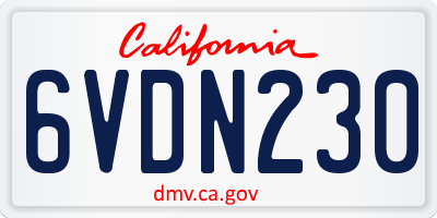 CA license plate 6VDN230
