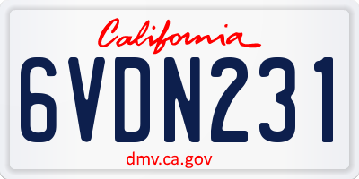 CA license plate 6VDN231