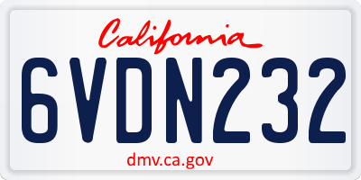 CA license plate 6VDN232