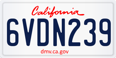 CA license plate 6VDN239