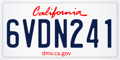 CA license plate 6VDN241