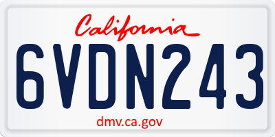 CA license plate 6VDN243
