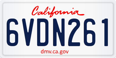 CA license plate 6VDN261