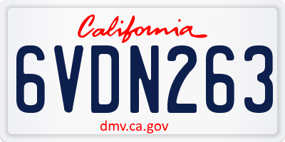 CA license plate 6VDN263