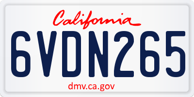 CA license plate 6VDN265