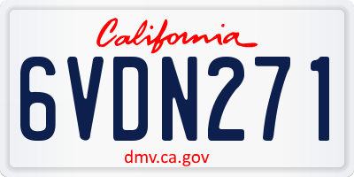 CA license plate 6VDN271