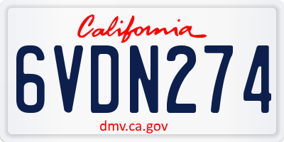 CA license plate 6VDN274