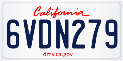 CA license plate 6VDN279