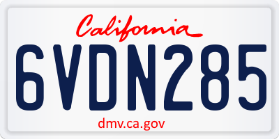 CA license plate 6VDN285