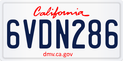 CA license plate 6VDN286