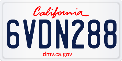 CA license plate 6VDN288