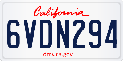 CA license plate 6VDN294