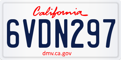 CA license plate 6VDN297