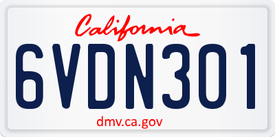 CA license plate 6VDN301