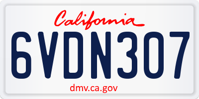 CA license plate 6VDN307