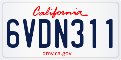 CA license plate 6VDN311