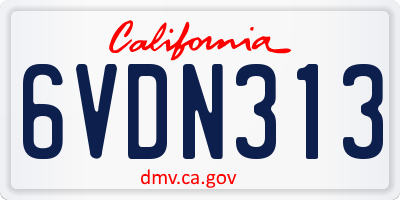 CA license plate 6VDN313