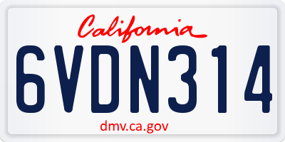 CA license plate 6VDN314