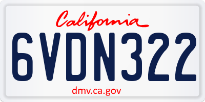 CA license plate 6VDN322