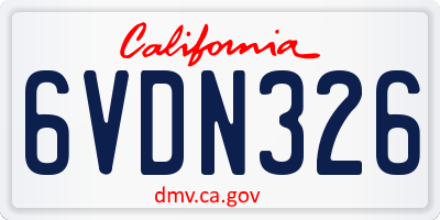 CA license plate 6VDN326