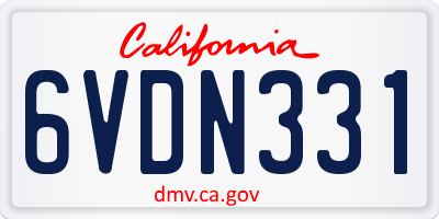 CA license plate 6VDN331