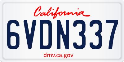 CA license plate 6VDN337