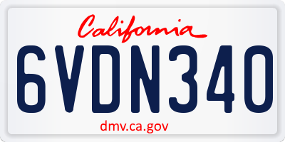 CA license plate 6VDN340