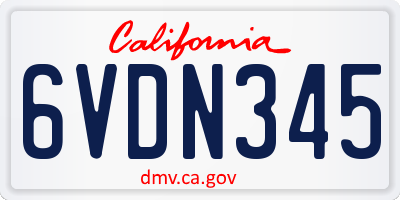 CA license plate 6VDN345