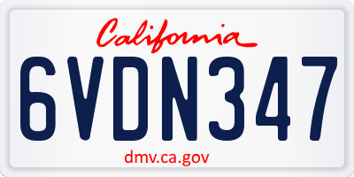 CA license plate 6VDN347