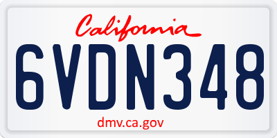 CA license plate 6VDN348