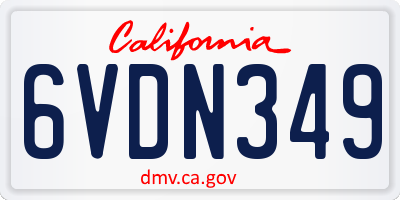 CA license plate 6VDN349