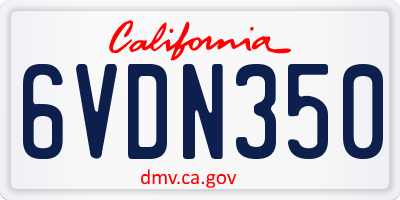 CA license plate 6VDN350