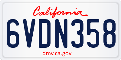 CA license plate 6VDN358