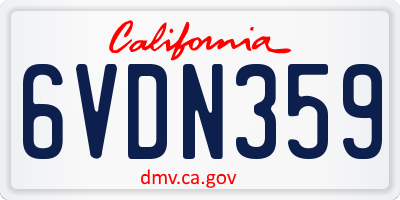 CA license plate 6VDN359