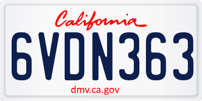 CA license plate 6VDN363