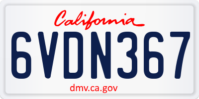 CA license plate 6VDN367