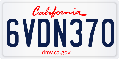 CA license plate 6VDN370