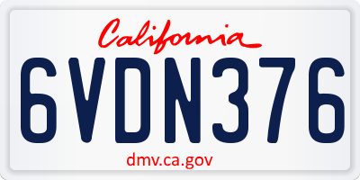 CA license plate 6VDN376