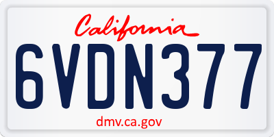 CA license plate 6VDN377
