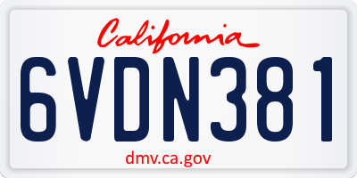 CA license plate 6VDN381