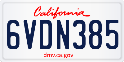 CA license plate 6VDN385
